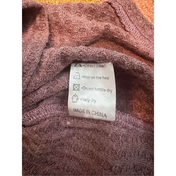 IWOLLENCE Women's Waffle Knit Tunic Blouse Tie Knot Henley Top- Size S - Picture 5 of 11